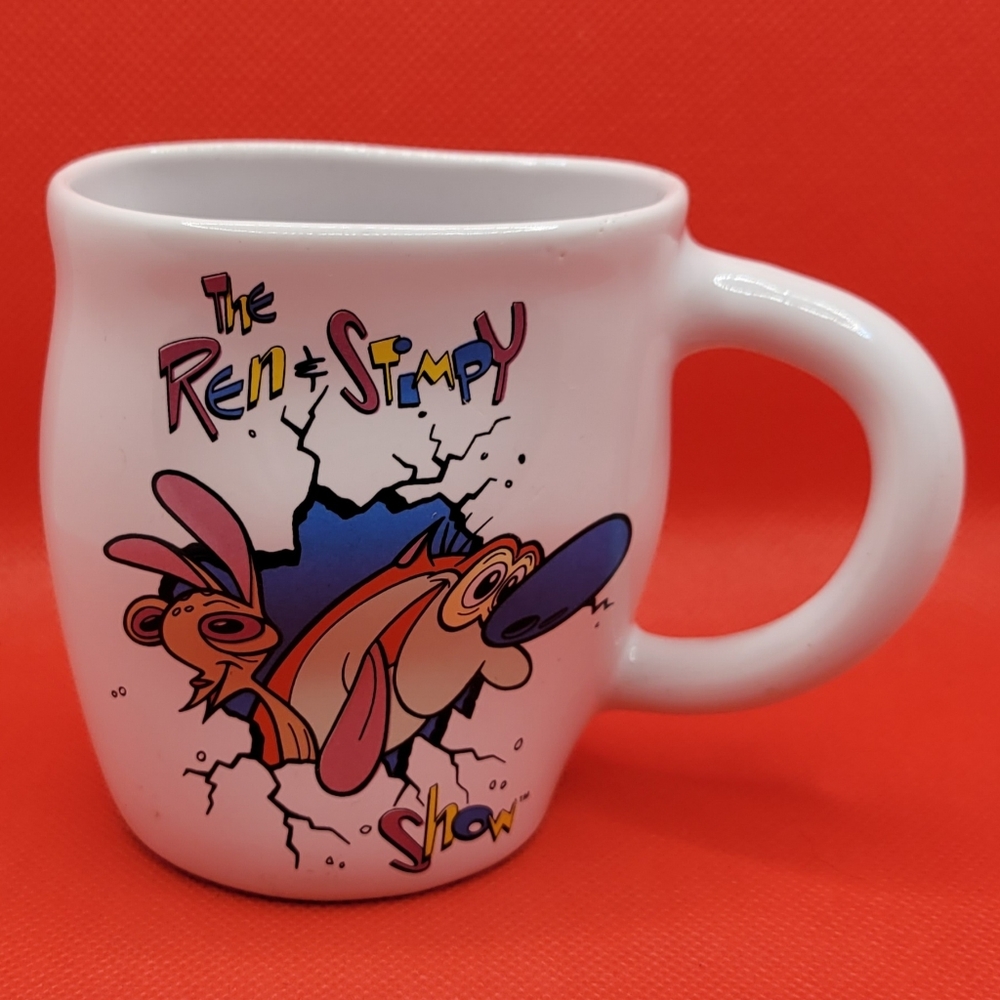 Vintage 1992 Dakin Ren & Stimpy Ceramic Coffee Cup Mug Nickelodeon
